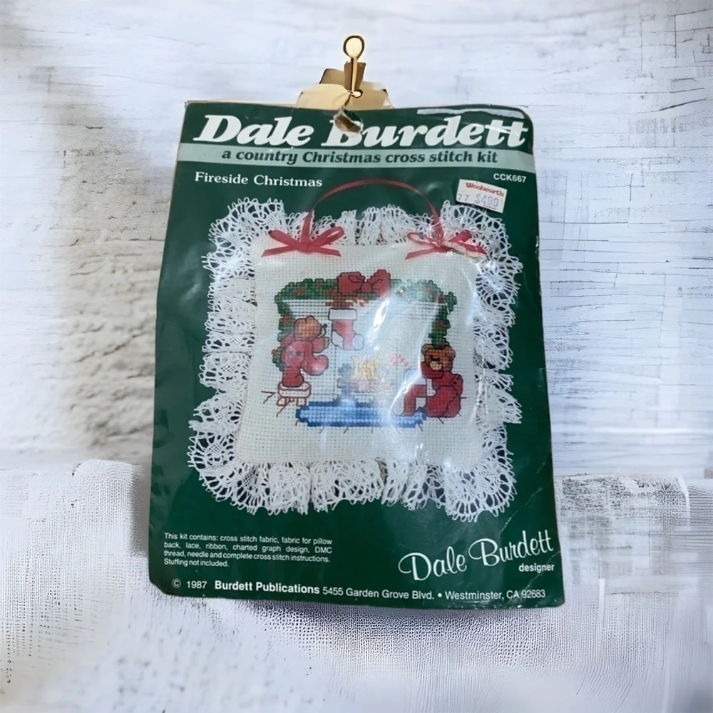 Vintage Dale Burdett Christmas Cross Stitch Kit NEW Fireside Pillow Ornament